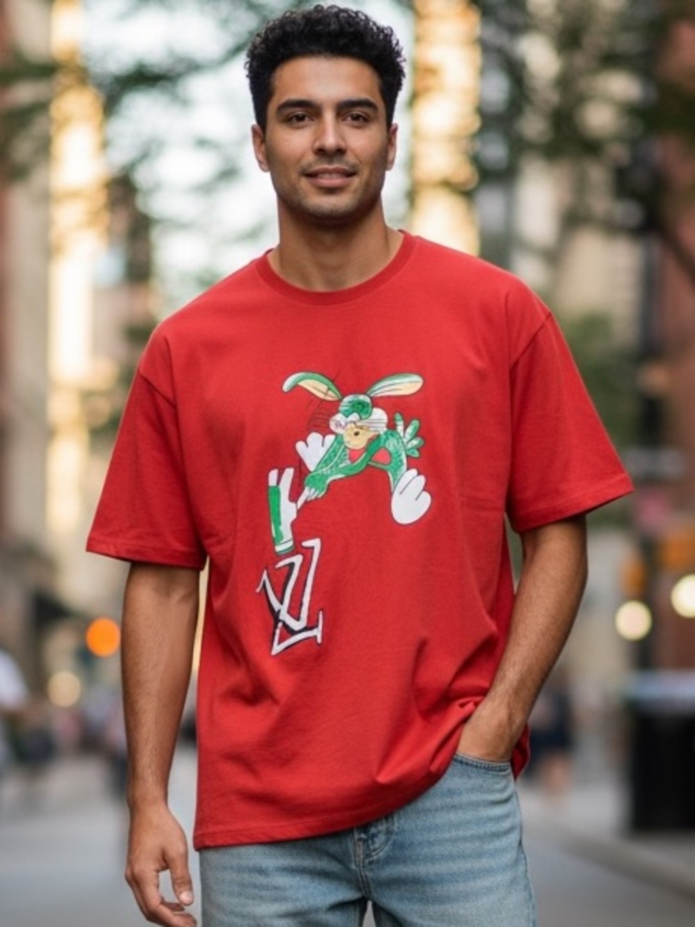 LV Red Graphic Logo Cotton Tee